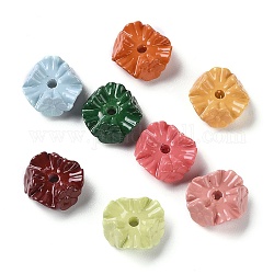 Perlas de acrílico de pintura para hornear, flor, color mezclado, 15x6mm, agujero: 2.2 mm