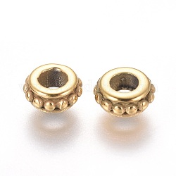 304 acciaio inossidabile perline distanziatore, placcatura ionica (ip), anello, oro, 6.5x3mm, Foro: 3 mm
