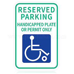 Panneaux d'avertissement en aluminium protégés contre les uv et imperméables globleland, Stationnement réservé - plaque de handicap ou panneau de permis seulement, verte, 450x300x0.85mm, Trou: 6mm