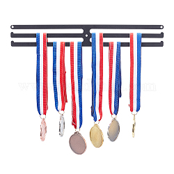 Porta medaglie rettangolare in ferro, espositore per medaglie appendiabiti, telaio porta medaglia, nero, 35x5x0.2cm