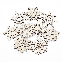 Древесины кабошонов, вырезанные лазером деревянные формы, снежинка, бланшированный миндаль, 48~52x43~50x2.5 мм