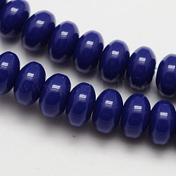 Fili di perline rondelle in resina ambrata imitazione per la creazione di gioielli buddisti, blu scuro, 8x5mm, Foro: 1 mm, circa 80pcs/filo, 15.75 pollice