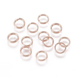 304 acero inoxidable anillos partidos, anillos de salto de doble bucle, oro rosa, 5x1mm, diámetro interior: 3.7 mm, solo alambre: 0.5mm