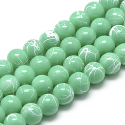 Chapelets de perles en verre d'effilage, cuisson peint, teinte, ronde, aigue-marine moyenne, 10mm, Trou: 1.5mm, Environ 85 pcs/chapelet, 31.4 pouce