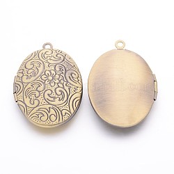 Messing-Medaillon-Anhänger, Bilderrahmen Anhänger / charms für Halskette, Antik Bronze, Oval, ca. 24 mm breit, 34 mm lang, Bohrung: 2 mm