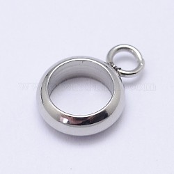 304 staffa tubolare in acciaio inox, loop bails, anello, colore acciaio inossidabile, 10x7x2.5mm, Foro: 2 mm
