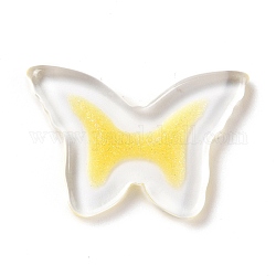 Colgantes de acrílico transparentes, con polvo del brillo, mariposa, amarillo, 22x33x4mm