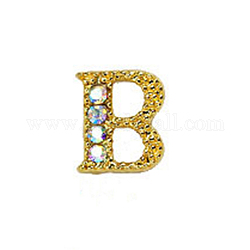 Cabujones de clavos con letras de diamantes de imitación de oro de aleación, alfabeto mayúscula 3d, para mujeres niñas diy hacer diseño de arte de uñas, letter.b, 8x7x2mm
