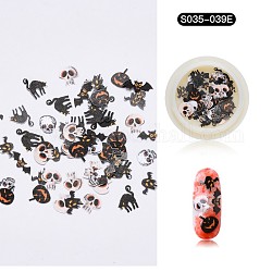 Autocollants d'ongles d'halloween, cabochon nail art, forme mixte, pour les ongles des orteils décoration des pointes des ongles, noir, 4~12x3~10x0.1mm, environ 50 pcs / boîte