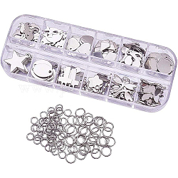 BENECREAT 144PCS Stainless Steel Blank Mixed Shape Stamping Tag Pendants and 80PCS Jump Rings for Bracelet Necklace Earring Making(12pcs/Shape)