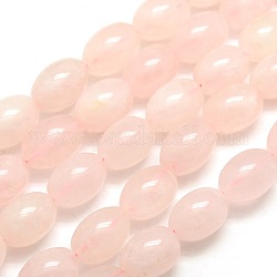 Ovales de rosa natural cuenta de cuarzo hebras, 18x13mm, agujero: 1 mm, aproximamente 22 pcs / cadena, 15.7 pulgada