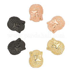 PH PandaHall 3 Colors Buddha Head Beads, 6pcs Yoga Bracelet Spacer Beads Charm Carved Buddha Loose Beads for Earring Necklace Bracelet Jewelry Making
