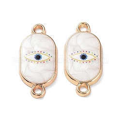 Resin Connector Charms, Light Gold Tone Alloy Enamel Eye Links, Oval, 21.5x10x2mm, Hole: 1.6mm