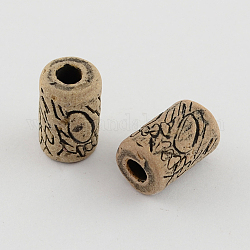Handmade China Clay Beads Antique Porcelain Beads, Ceramic Column Beads for Beaded Jewelry Making, Camel, 16x11mm, Hole: 4mm