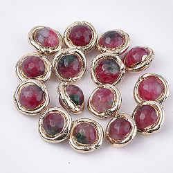 Agata naturale perle, con argilla polimerica placcata, sfaccettato, tinto, pianeta, rosso, 16~17x16~17x11~12mm, Foro: 0.8 mm