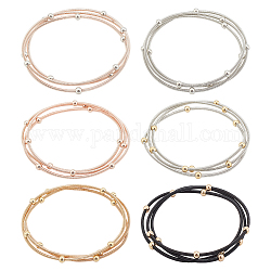 BENECREAT 18Pcs 6 Colors Titanium Steel Satellite Chains Stretch Bracelets Set for Women, Mixed Color, Inner Diameter: 2-1/4 inch(5.8cm), 3Pcs/color