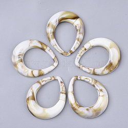 Acrylic Pendants, Imitation Gemstone Style, Teardrop, Linen, 53x43.5x8mm, Hole: 26x36mm, about 73pcs/500g
