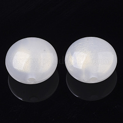 Perles en acrylique de gelée d'imitation, perles de paillettes, plat rond, fumée blanche, 17x10mm, Trou: 3mm, environ 280 pcs/500 g