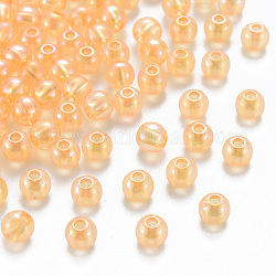 Abalorios de acrílico transparentes, color de ab chapado, redondo, oro, 6x5mm, agujero: 1.8 mm, aproximamente 440 unidades / 50 g