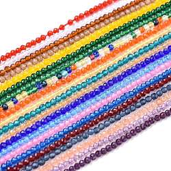 Chapelets de perles en verre, imitation quartz, facette, ronde, couleur mixte, 2mm, Trou: 0.5mm, Environ 175 pcs/chapelet, 14.9 pouce (38 cm)