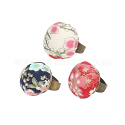Cuscinetti portaspilli in tessuto con colori casuali e motivi floreali, cuscinetti elastici per aghi per anelli da dito, colorato, 41~43x34~36mm
