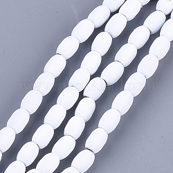 Spray Painted Non-magnetic Synthetic Hematite Beads Strands, Oval, White, 7.5x5mm, Hole: 1.5mm, about 53~54pcs/strand, 15.7 inch