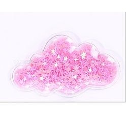 Cabochons en plastique à paillettes de sable mouvant, pour ornement de cheveux et accessoire de costume, nuage, rose chaud, 7.7x4.7 cm