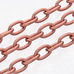Iron Cable Chains, Unwelded, Nickel Free, Red Copper, 10x6.5x1.5mm