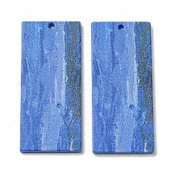 Pendente acrilico opaco, rettangolo, blu fiordaliso, 40x17.5x2mm, Foro: 1.6 mm