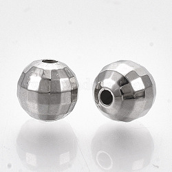Ccb perline di plastica, sfaccettato, tondo, platino, 6mm, Foro: 1.5 mm
