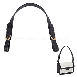 Poignées de sac en similicuir pu, pour le sac à main faisant le remplacement de réparation, avec les accessoires en alliage, noir, 45~52x2.15 cm