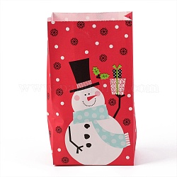 Bolsas de papel kraft con tema navideño, bolsas de regalo, bolsas de bocadillos, Rectángulo, patrón de muñeco de nieve, 23.2x13x8 cm
