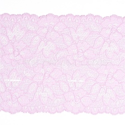 Bordure en dentelle élastique extensible, ruban de dentelle à motif floral, pour la couture, décoration de robe et emballage cadeau, rose, 16 cm