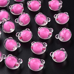 Perline acrilico trasparente, perline in perline, orso, rosa caldo, 16x18x15.5mm, Foro: 3 mm, circa 220pcs/500g
