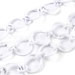 Eco-Friendly Alloy Spray Painted Link Chains, with Spool, Unwelded, White, Link: 10.5x10x2.5mm and 20.5x19x2.5mm, 16.4 Feet(5m)/roll