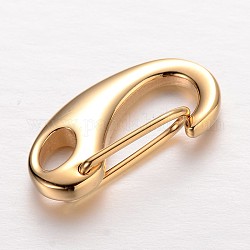304 Edelstahl-Schlüsselbundverschlusszubehör, Ionenbeschichtung (ip), golden, 21x10x6 mm, Bohrung: 3x5 mm