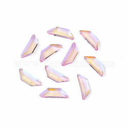 Cabujones de cristal de rhinestone, accesorios de la decoración del arte del clavo, facetados, trapezoide, rosa, 8.5x3x1.5mm