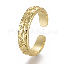 Anelli punta in ottone regolabili, aprire i polsini, anelli aperti, texture, oro, formato 4, diametro interno: 14.5mm