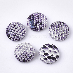Cabochons en similicuir, avec fond en aluminium, plat rond, platine, support violet, 15x5mm