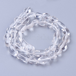 Chapelets de perles en cristal de quartz naturel, perles de cristal de roche, pierre roulée, pépites, 6~14x6~8mm, Trou: 1.2mm, Environ 43~45 pcs/chapelet, 15.4 pouce (39 cm)