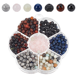 Nbeads 490шт 7 стиля бусины из натуральных смешанных драгоценных камней, круглые, 4 мм, отверстие : 0.5~1 мм