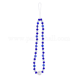 Lanière de téléphone en perles acryliques, dragonnes mauvais œil perles lanière de téléphone portable pour femme hommes, bleu minuit, 24 cm