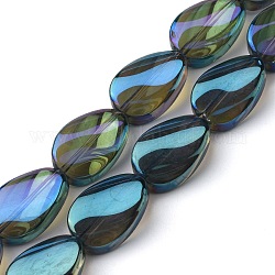 Fili di perline di vetro elettrolitico trasparente, arcobaleno placcato, lacrima, verde mare scuro, 18.5x12.5x6mm, Foro: 1 mm, circa 40pcs/filo, 29.29 pollice (74.4 cm)