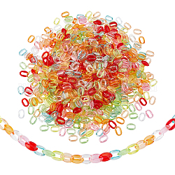 SUPERFINDINGS 700Pcs 7 colors Transparent Acrylic Linking Rings, Quick Link Connectors, for Cable Chains Making, Oval, Mixed Color, 15.5x11x6mm, Inner Diameter: 4.5x10.5mm, 100pcs/color
