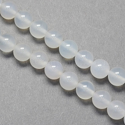 Round Natural White Agate Beads Strands, 8mm, Hole: 1.5mm