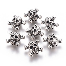 CCB Plastic Beads, Skull, Antique Silver, 23.5x26.5x16.5mm, Hole: 3mm
