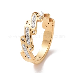 Anillo de dedo de barra ovalada de rhinestone de cristal, chapado en iones (ip) 304 joyería de acero inoxidable para mujer, dorado, nosotros tamaño 7 (17.3 mm)