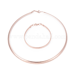 Placage ionique (ip) 304 ensembles de colliers et bracelets en chaîne en acier inoxydable, avec fermoir pince de homard, or rose, 17.7 pouce (45 cm), 3mm, 8-1/8 pouce (20.5 cm) 3x1 mm