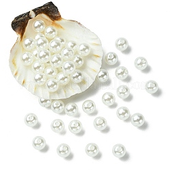 Perles rondes en plastique ABS imitation perle, blanc, 8mm, Trou: 2mm
