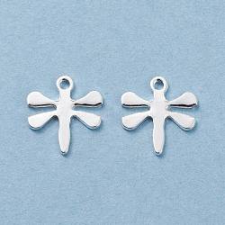 201 charms in acciaio inox, libellula, argento, 12x11x0.8mm, Foro: 1.2 mm